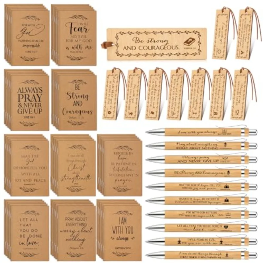 Pcs Christian Gifts Bulk 50 Bible Verse Notebook 50 Bible Bamboo Pen and Religious Bookmarks Christian Notepad Prayer Journal G
Pcs Christian Gifts Bulk 50 Bible Verse Notebook 50 Bible Bamboo Pen and Religious Bookmarks Christian Notepad Prayer Journal G