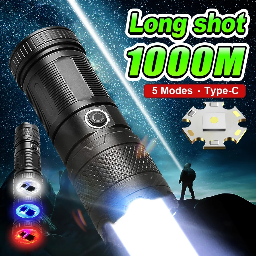 300W Ultra-High Power LED Flashlight With Built-In Battery Rechargeable Torch Waterproof Zoom Hand Light Outdoor Fishing Lantern
300W Ultra-High Power LED Flashlight With Built-In Battery Rechargeable Torch Waterproof Zoom Hand Light Outdoor Fishing Lantern