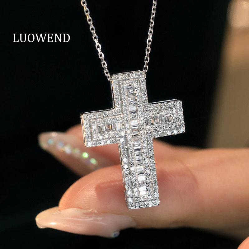 LUOWEND 100% 18K White Gold Necklace Women 0.80carat Fashion Cross Pendant Real Natural Diamond Necklace High Party Jewelry
LUOWEND 100% 18K White Gold Necklace Women 0.80carat Fashion Cross Pendant Real Natural Diamond Necklace High Party Jewelry
