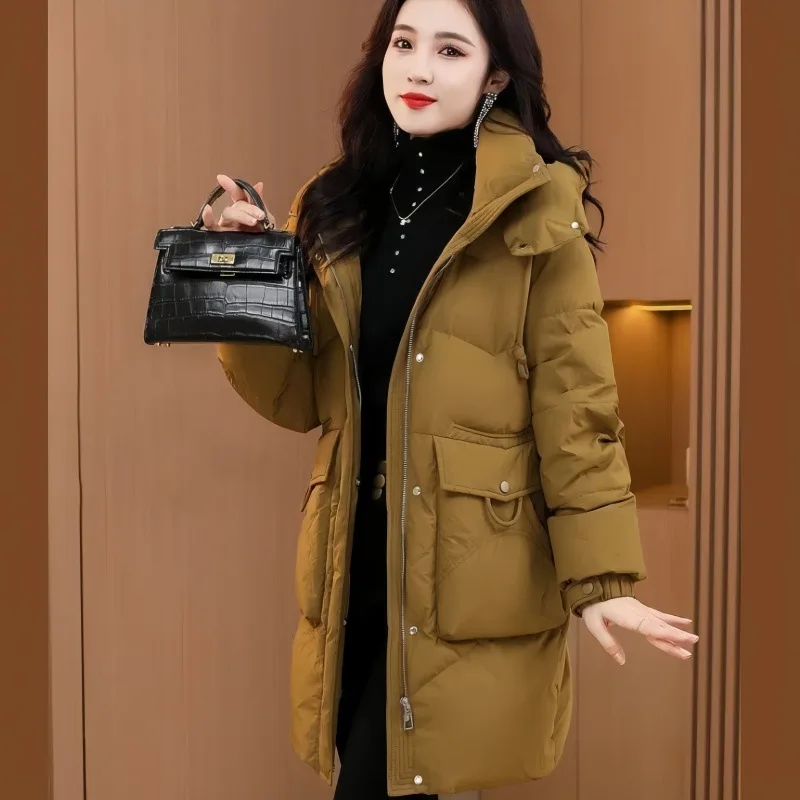 Women Parkas Midi Length Coat Thick Warm Hoodies Jackets Zipper Buttons Spliced Coats Pockets Elegant Casual Autumn Winter 2025
Women Parkas Midi Length Coat Thick Warm Hoodies Jackets Zipper Buttons Spliced Coats Pockets Elegant Casual Autumn Winter 2025