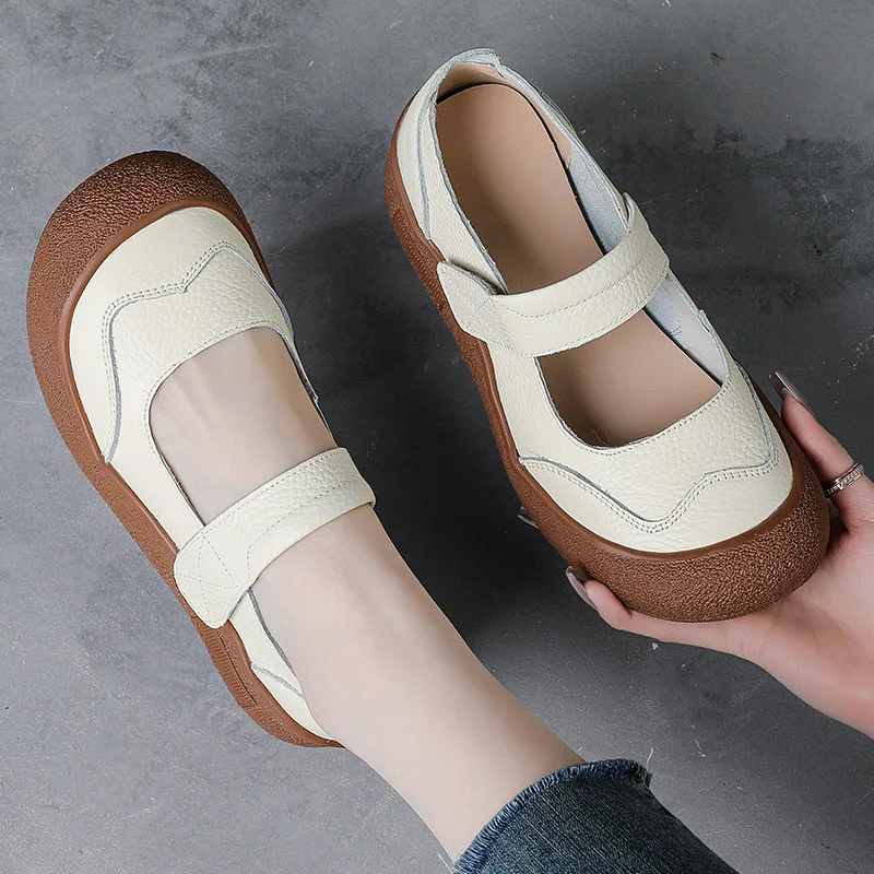 Vintage Genuine Leather Mary Jane Shoes Women Magic Tape Strap Platform Wedge Non Slip Rubber Sole Comfort Casual Ladies Flats
Vintage Genuine Leather Mary Jane Shoes Women Magic Tape Strap Platform Wedge Non Slip Rubber Sole Comfort Casual Ladies Flats