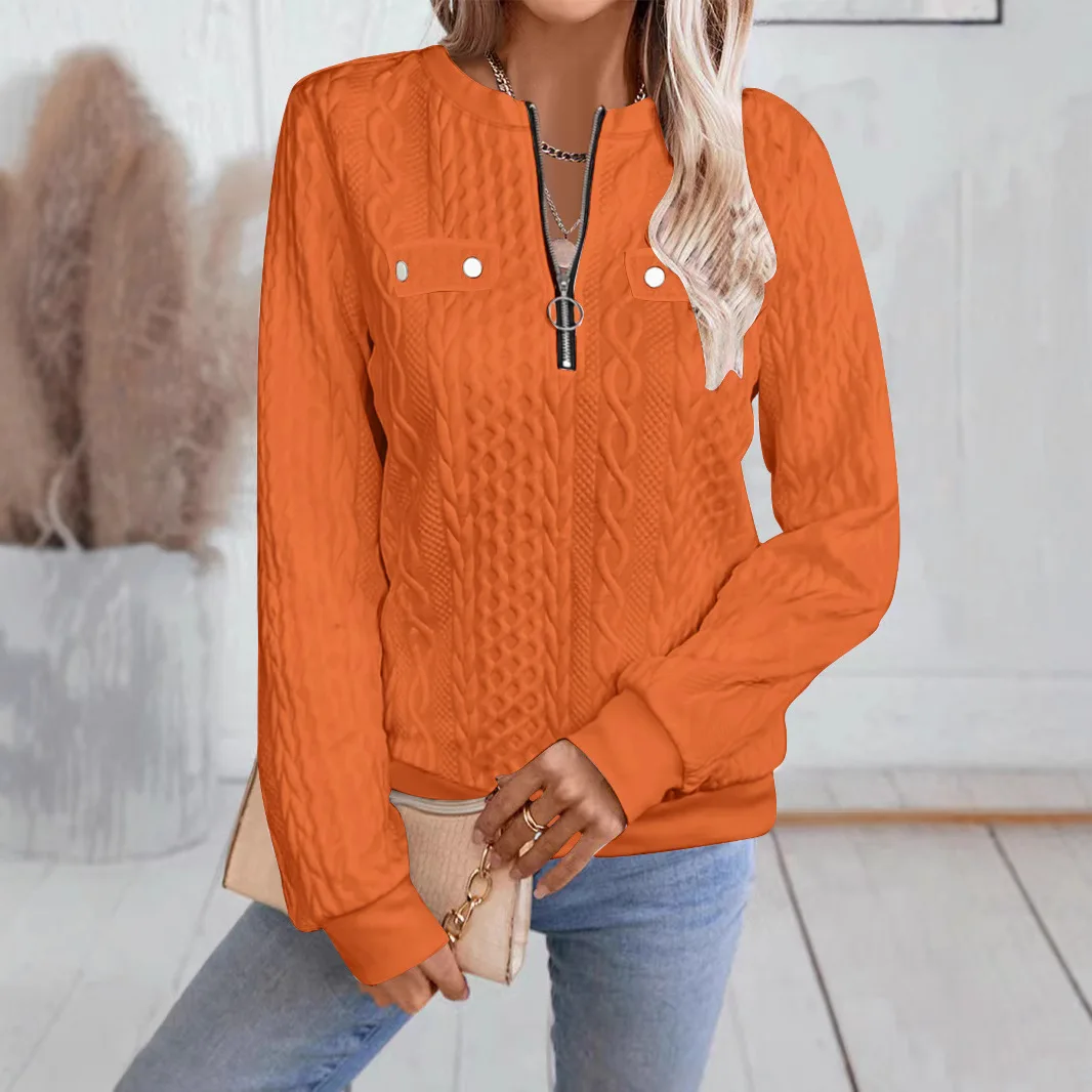 New Autumn Winter Pullover Tshirt Women's Fashion Casual Long Sleeve Solid Color V-Neck Zipper Loose Pullover Top Women Tshirt
New Autumn Winter Pullover Tshirt Women's Fashion Casual Long Sleeve Solid Color V-Neck Zipper Loose Pullover Top Women Tshirt