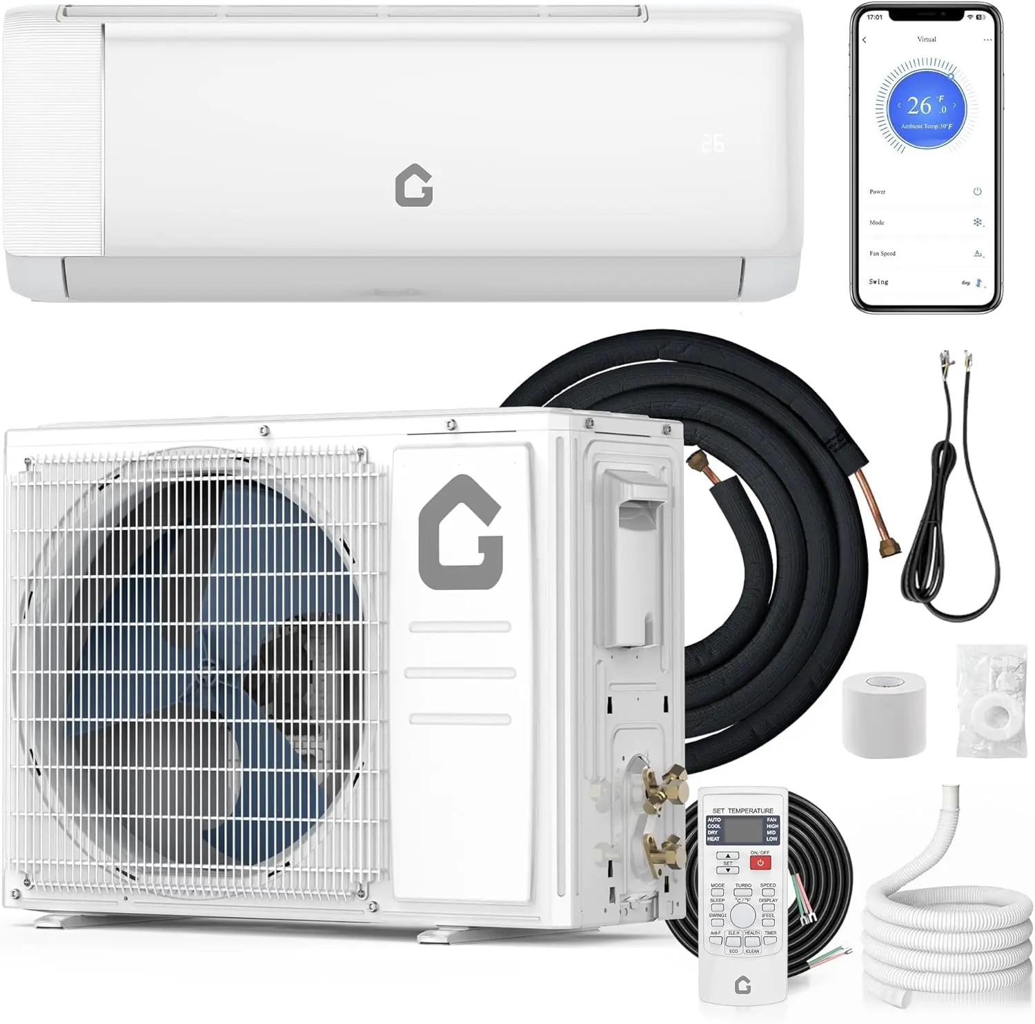 Garvee Smart Inverter Split Climate Integrated Low-Noise Heavy-Duty System: 18000 BTU 21 SEER2 Ductless Heat Pump 230V 1250sqft AC, Open Platform Outside Framework Connection Companion Component for Home Professional Tool Kit Air Conditioner
Garvee Smart Inverter Split Climate Integrated Low-Noise Heavy-Duty System: 18000 BTU 21 SEER2 Ductless Heat Pump 230V 1250sqft AC, Open Platform Outside Framework Connection Companion Component for Home Professional Tool Kit Air Conditioner