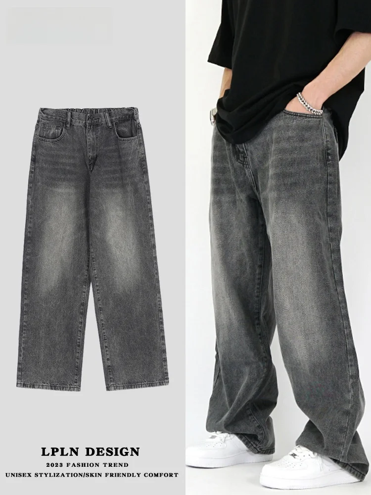 American Retro y ey Elastic Waist Jeans Loose Straight Leg Wide Leg Pants Men Women Casual High Waist Zipper Closure
American Retro y ey Elastic Waist Jeans Loose Straight Leg Wide Leg Pants Men Women Casual High Waist Zipper Closure