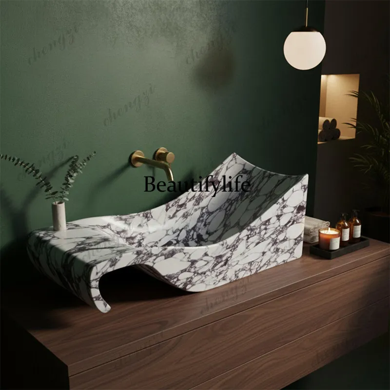 P37 Light Luxury High-End Marble Washbasin Countertop Basin Villa Bathroom Natural Luxury Stone Shaped Washbasin
P37 Light Luxury High-End Marble Washbasin Countertop Basin Villa Bathroom Natural Luxury Stone Shaped Washbasin