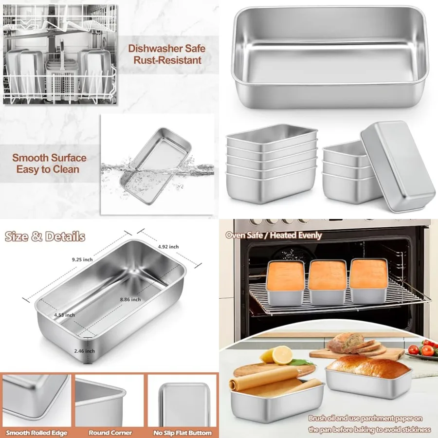 0 Pack Loaf Pans for Baking Bread, 9 x Inch Stainless Steel Bread Loaf Pans for Sourdough, Cake Brownies, Heavy Duty Loaf Tins
0 Pack Loaf Pans for Baking Bread, 9 x Inch Stainless Steel Bread Loaf Pans for Sourdough, Cake Brownies, Heavy Duty Loaf Tins