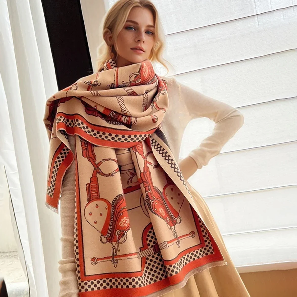 Chain Carriage Pattern Fashion Commuting Imitation Cashmere Scarf New Style Warm Neck Scarf for Women Lightweight Sofa Blanket
Chain Carriage Pattern Fashion Commuting Imitation Cashmere Scarf New Style Warm Neck Scarf for Women Lightweight Sofa Blanket