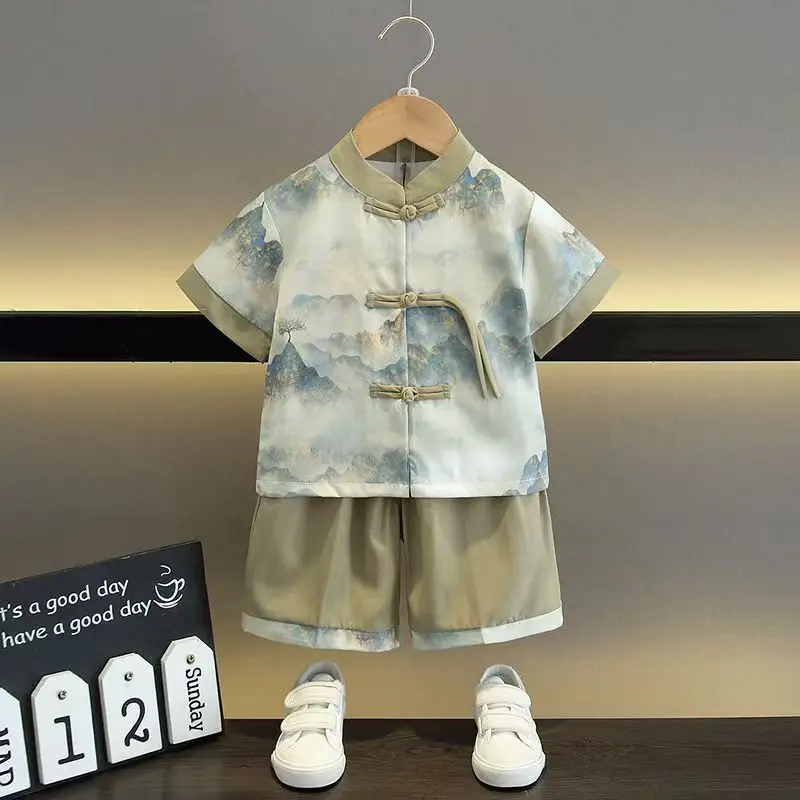 Hanfu Boys' Summer Set 2026 New Children's Chinese Thin Short sleeved Shirt+Shorts 2-piece Set
Hanfu Boys' Summer Set 2026 New Children's Chinese Thin Short sleeved Shirt+Shorts 2-piece Set