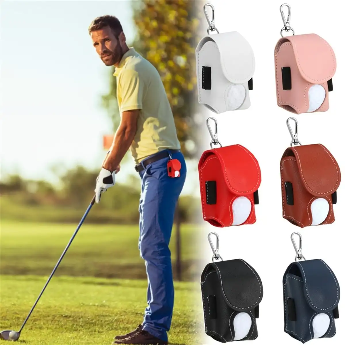 1pc Portable Golf Ball Pouch Bag PU Leather Mini Golf Ball Holder with Clip for Outdoor Golf Accessories
1pc Portable Golf Ball Pouch Bag PU Leather Mini Golf Ball Holder with Clip for Outdoor Golf Accessories