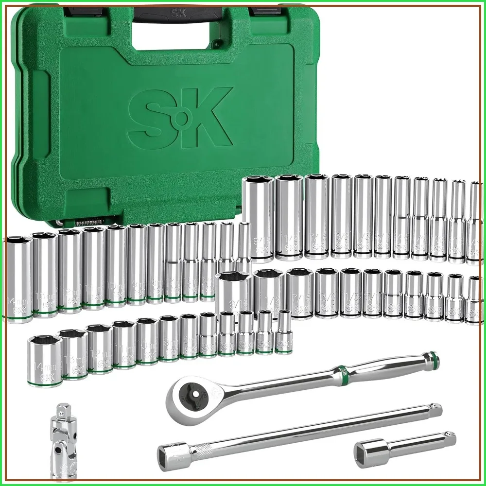 50-Piece 1/4" Drive Socket Set with 216-Position Quick-Release Ratchet, SAE & Metric, CR-V, Storage Case
50-Piece 1/4" Drive Socket Set with 216-Position Quick-Release Ratchet, SAE & Metric, CR-V, Storage Case
