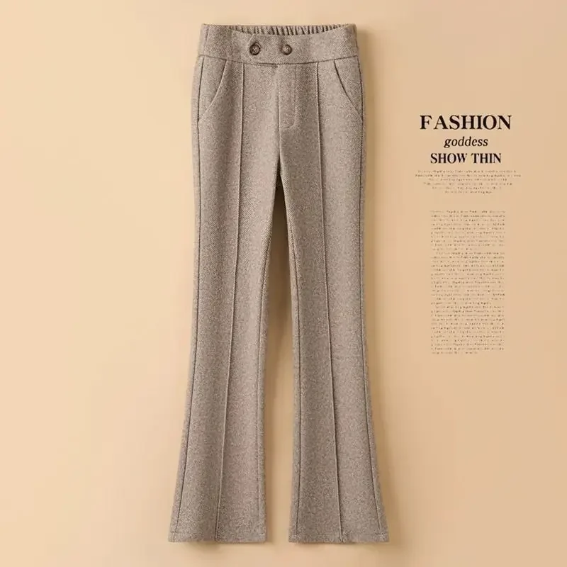 Thickened Pants Women's High-waisted Flared Pants Casual Woolen Pants Are Thin and Versatile, Loose and Fashionable Herringbone
Thickened Pants Women's High-waisted Flared Pants Casual Woolen Pants Are Thin and Versatile, Loose and Fashionable Herringbone