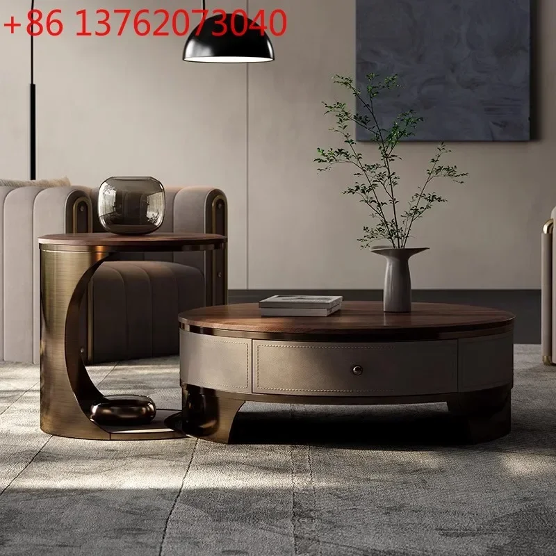 Italian minimalist coffee table large household black walnut coffee table combination
Italian minimalist coffee table large household black walnut coffee table combination