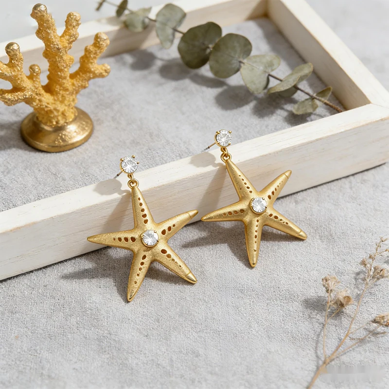 Vacation Style Starfish Moissanite Earrings Copper Beach Dangle Stud Earrings Fashion Jewelry Gift for Summer
Vacation Style Starfish Moissanite Earrings Copper Beach Dangle Stud Earrings Fashion Jewelry Gift for Summer