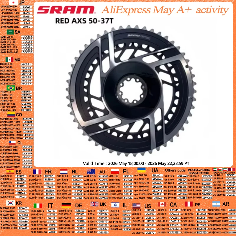 SRAM RED AXS 50-37T Chainring 8Bolt Direct Mount 2x12Speed 8 Holes Black Round Chainring Double Original For SRAM RED AXS Crank
SRAM RED AXS 50-37T Chainring 8Bolt Direct Mount 2x12Speed 8 Holes Black Round Chainring Double Original For SRAM RED AXS Crank