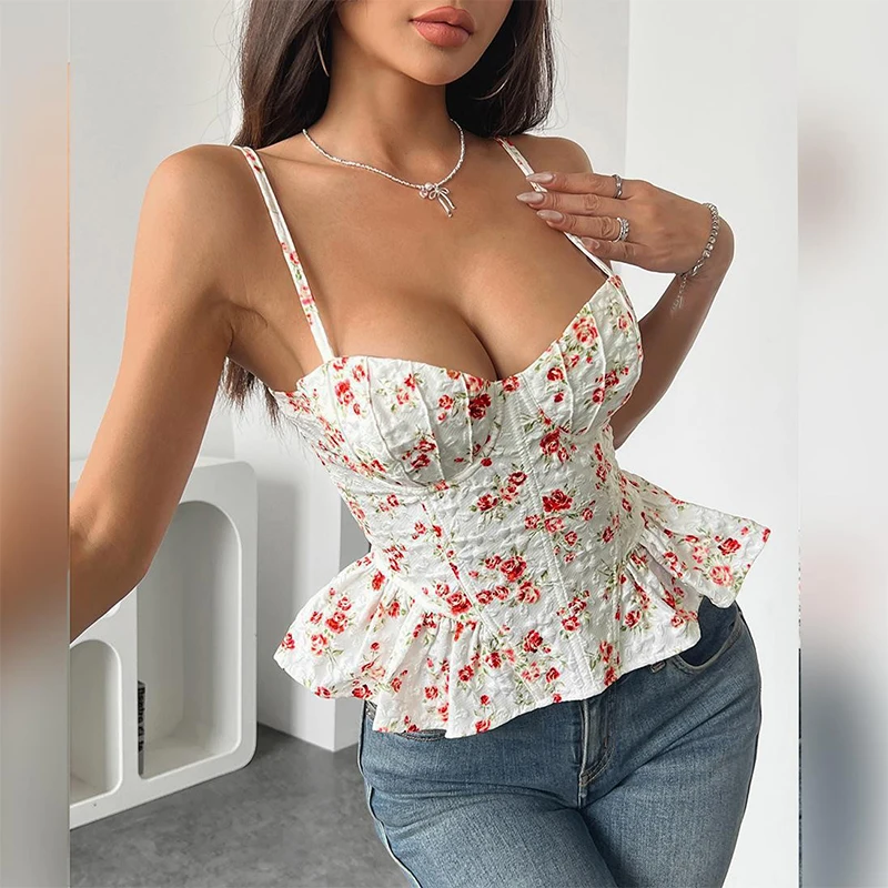 Women's Corset Floral Crop Tops Lace Up Camisole Slim Sleeveless Shaper corsets Sexy Lingerie Halter Tank Top Street vest Summer
Women's Corset Floral Crop Tops Lace Up Camisole Slim Sleeveless Shaper corsets Sexy Lingerie Halter Tank Top Street vest Summer