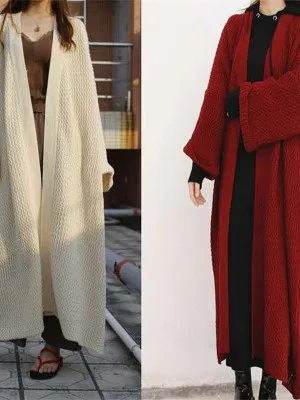 Свободный открытый кардиган с V-образным вырезом, длинный светящийся женский вязаный свитер Jaet, весенне-осенняя верхняя одежда, удобный японский сарафан в стиле ретро
Свободный открытый кардиган с V-образным вырезом, длинный светящийся женский вязаный свитер Jaet, весенне-осенняя верхняя одежда, удобный японский сарафан в стиле ретро