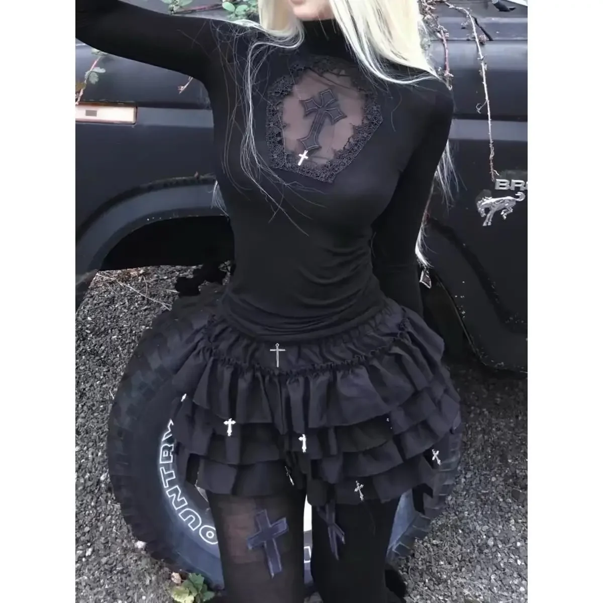 MeowGirl в готическом стиле Abi, черная пышная юбка с крестом, женская субкультура, панк Y2k, юбка-торт на половину тела
MeowGirl в готическом стиле Abi, черная пышная юбка с крестом, женская субкультура, панк Y2k, юбка-торт на половину тела