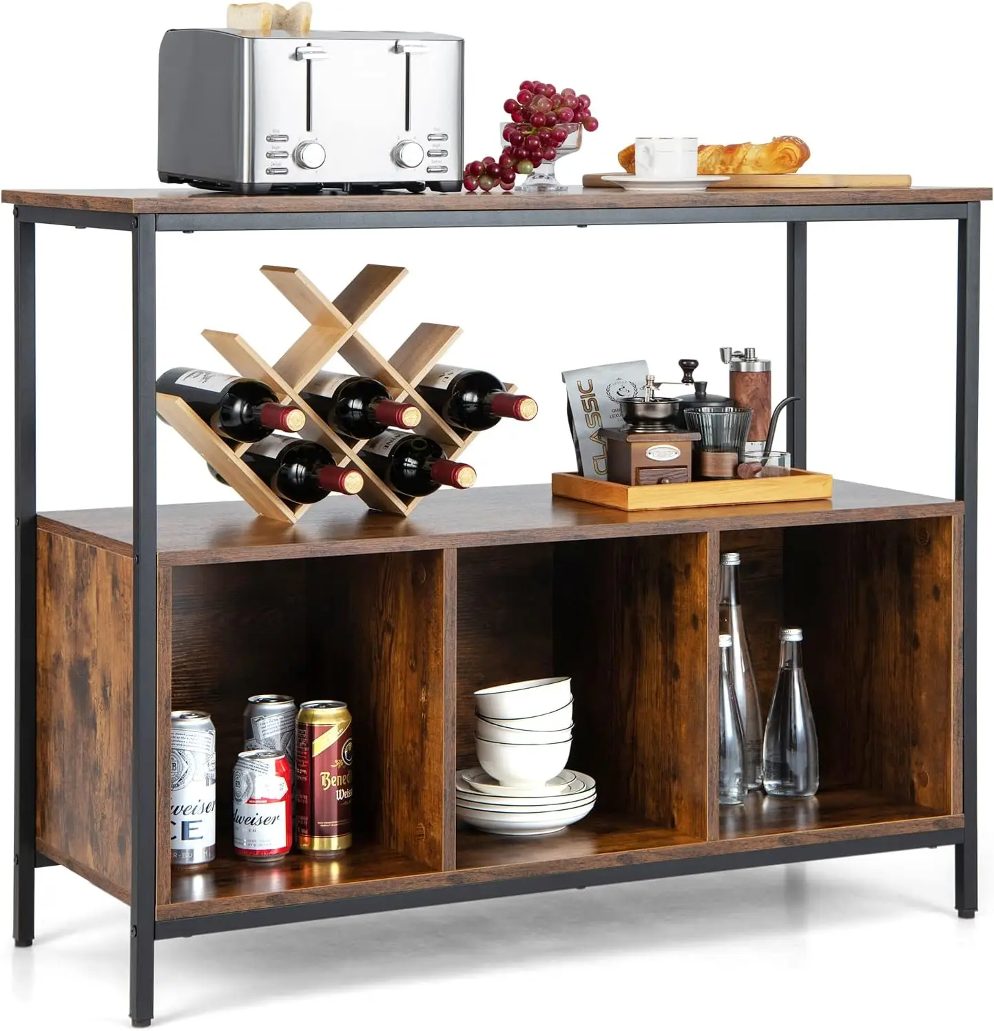 Modern Kitchen Buffet Sideboard with Spacious Countertop, Large Shelf, and 3 Cube Storage Cabinet in Brown & Black
Modern Kitchen Buffet Sideboard with Spacious Countertop, Large Shelf, and 3 Cube Storage Cabinet in Brown & Black
