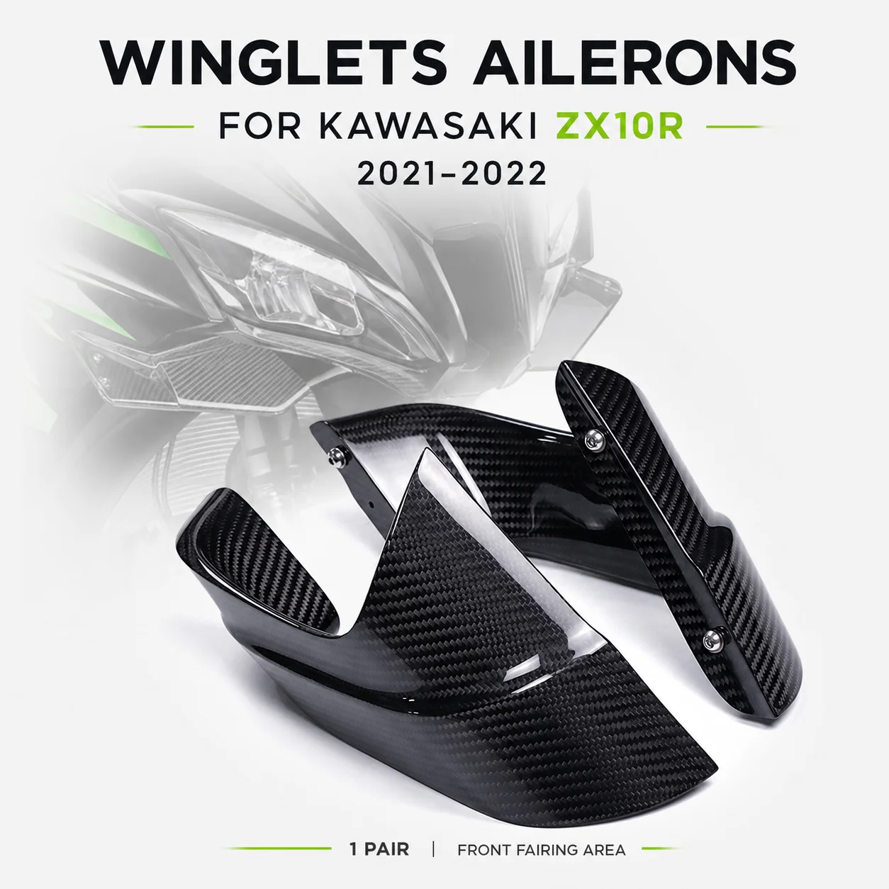 Winglets Ailerons Carbon Fiber Front Fairing Spoilers for Kawasaki ZX10R ZX-10R Ninja ZX10R 2021-2022 Motorcycle Accessories
Winglets Ailerons Carbon Fiber Front Fairing Spoilers for Kawasaki ZX10R ZX-10R Ninja ZX10R 2021-2022 Motorcycle Accessories