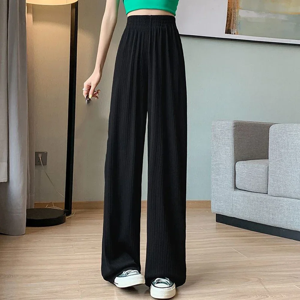 Fashion Ice Silk Wide Leg Pants for Women Chiffon Loose Fit Casual Trousers High Waist Straight Design for Spring and Summer
Fashion Ice Silk Wide Leg Pants for Women Chiffon Loose Fit Casual Trousers High Waist Straight Design for Spring and Summer