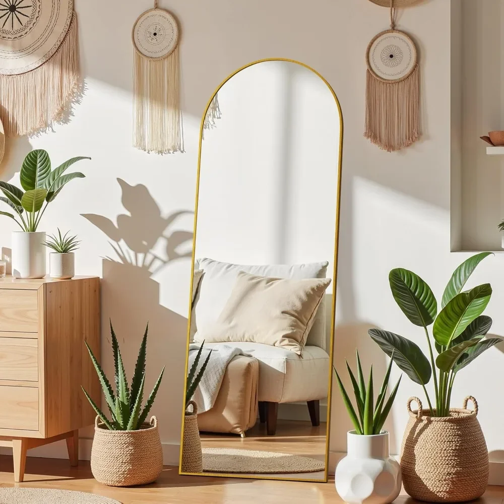 59 "x16", with shatter resistant glass Arched full body mirror, gold aluminum frame, floor standing, wall mounted
59 "x16", with shatter resistant glass Arched full body mirror, gold aluminum frame, floor standing, wall mounted