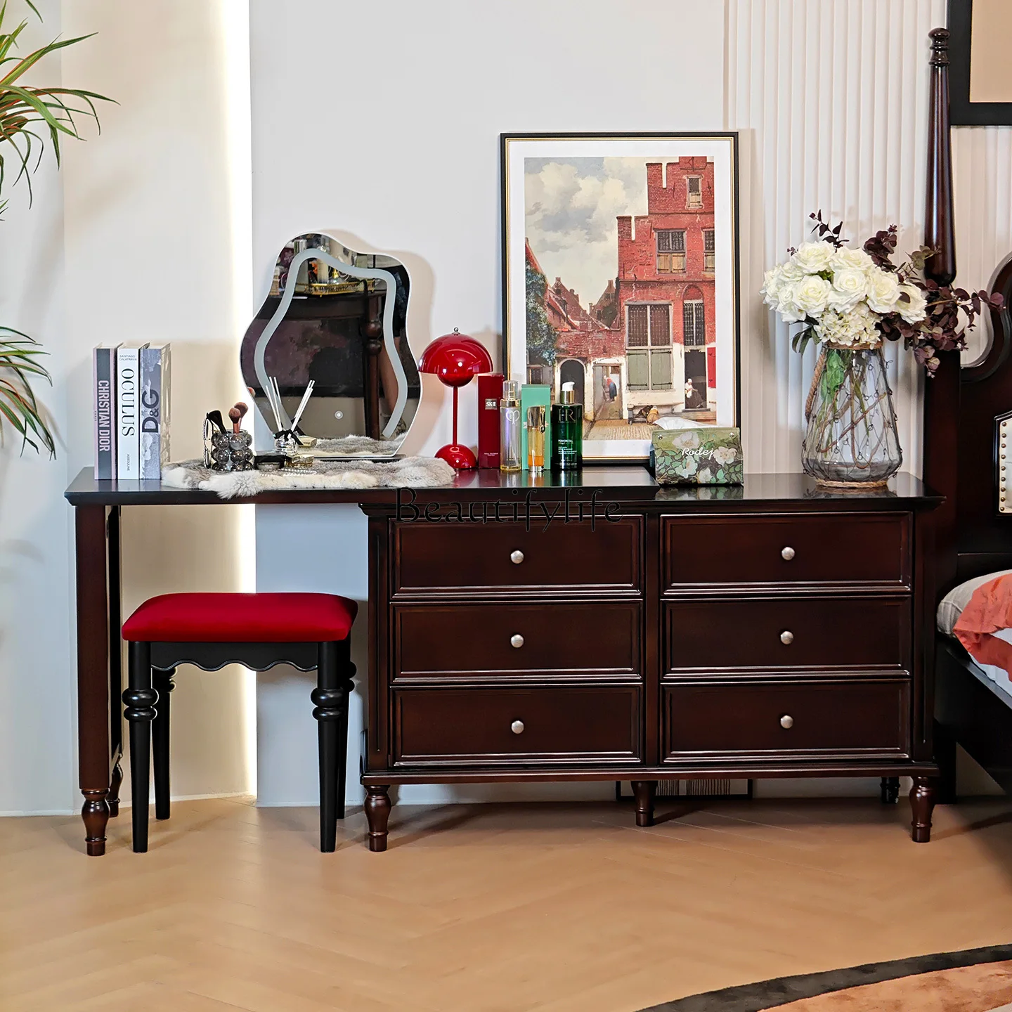 *American retro all-solid wood six-chest cabinet dresser integrated walnut bedroom storage storage cabinet
*American retro all-solid wood six-chest cabinet dresser integrated walnut bedroom storage storage cabinet