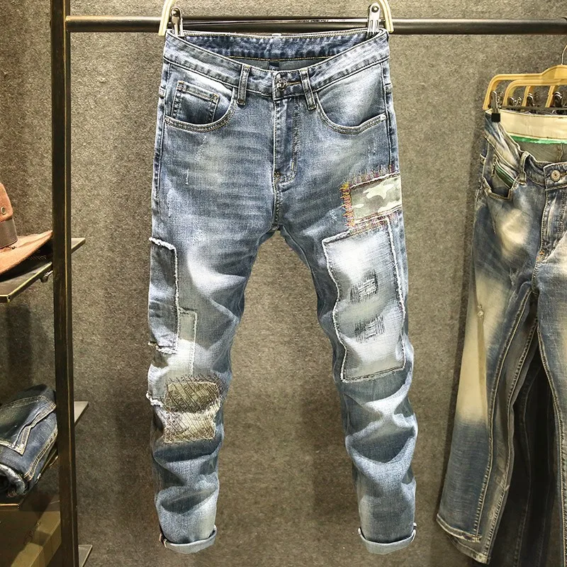 Light Color Irregular Patch Jeans Men's Fashion Slim Fit Korean Stitching Washed Elastic Spring Autumn Patchwork Denim Jeans
Light Color Irregular Patch Jeans Men's Fashion Slim Fit Korean Stitching Washed Elastic Spring Autumn Patchwork Denim Jeans