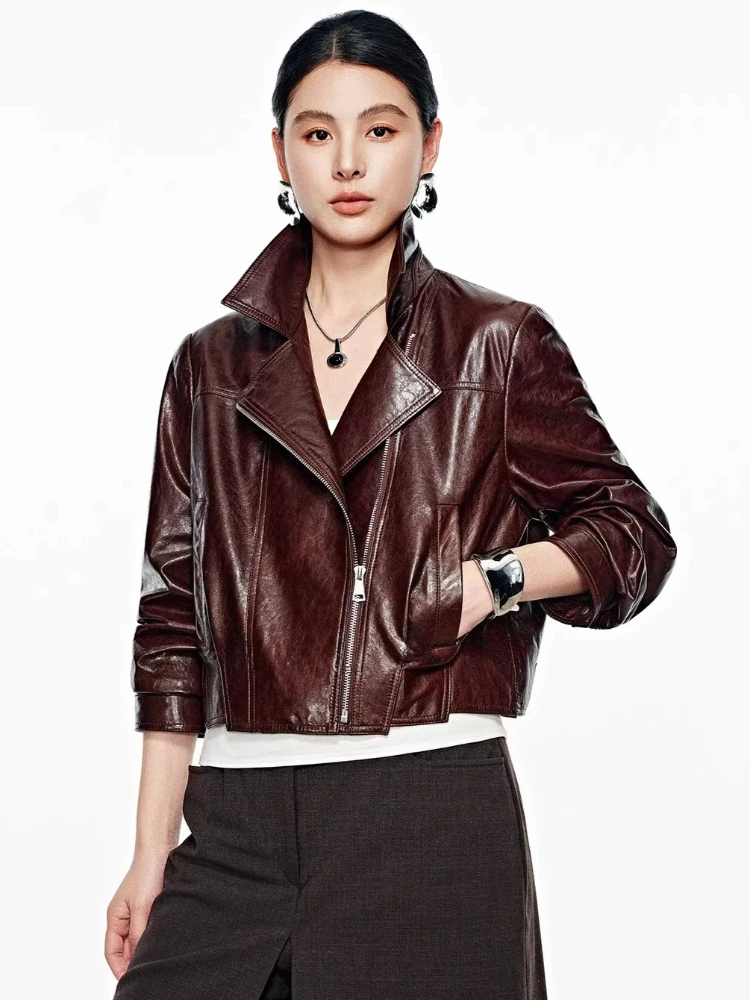 Casual Short Genuine Leather Motorcycle Jackets for Women Spring Autumn High-end Simple Solid Soft Oil Wax Real Sheepskin Coat
Casual Short Genuine Leather Motorcycle Jackets for Women Spring Autumn High-end Simple Solid Soft Oil Wax Real Sheepskin Coat