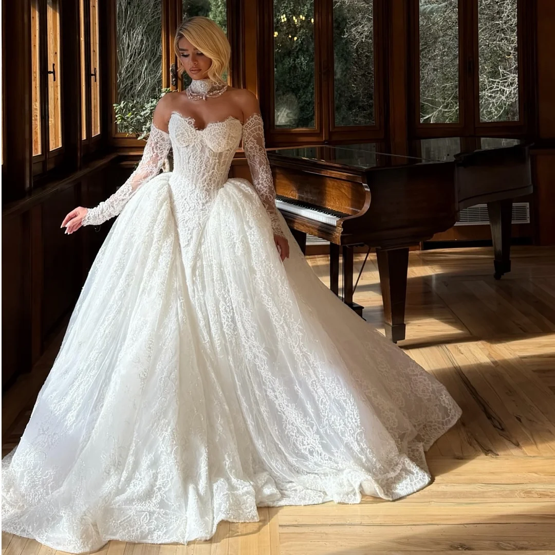 Изысканное кружевное свадебное платье в стиле ретро, корсет с длинными рукавами, свадебные платья, платье для приема невесты, Vestidos по индивидуальному заказу
Изысканное кружевное свадебное платье в стиле ретро, корсет с длинными рукавами, свадебные платья, платье для приема невесты, Vestidos по индивидуальному заказу