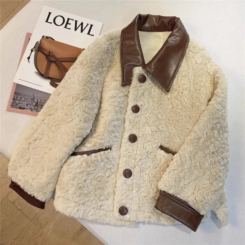 Korean Fashion Jacket Short Coat Single Breasted Lapel Single Breasted Fleece Jacket Winter Female Thick Warm High Streetwear
Korean Fashion Jacket Short Coat Single Breasted Lapel Single Breasted Fleece Jacket Winter Female Thick Warm High Streetwear