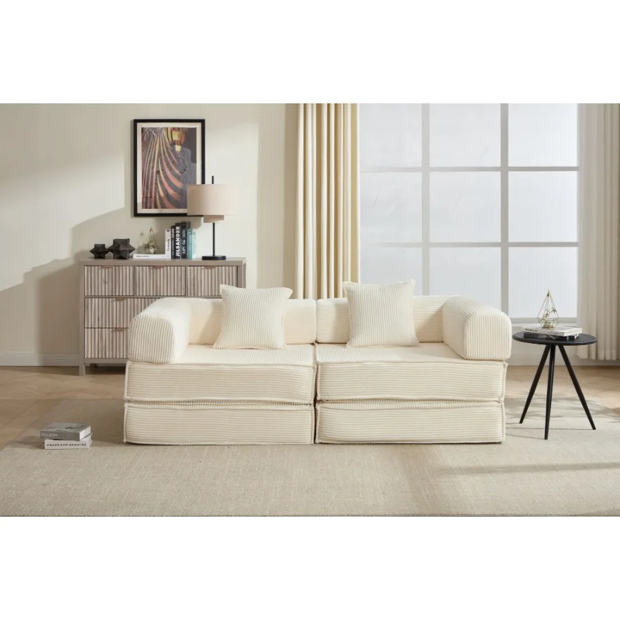 78 Convertible Sofa Bed Modular Corduroy Couch with 2 Pillows Space-Saving Compressed Floor Sofa Ideal for Living Room Bedroom
78 Convertible Sofa Bed Modular Corduroy Couch with 2 Pillows Space-Saving Compressed Floor Sofa Ideal for Living Room Bedroom