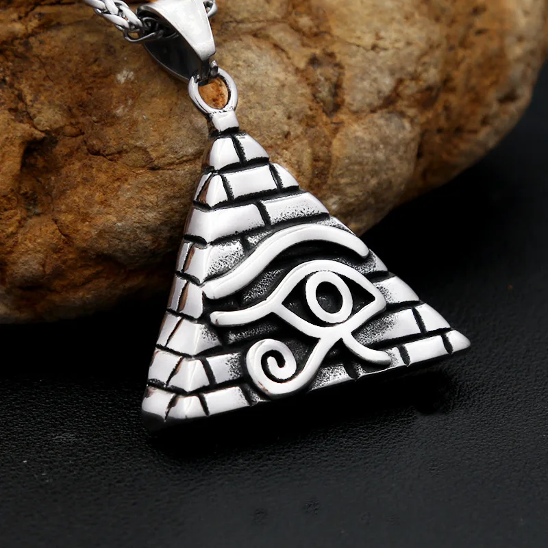 Men's Stainless Steel Necklace Ancient Egyptian Pyramid Eye of Horus Personalized Titanium Steel Pendant
Men's Stainless Steel Necklace Ancient Egyptian Pyramid Eye of Horus Personalized Titanium Steel Pendant