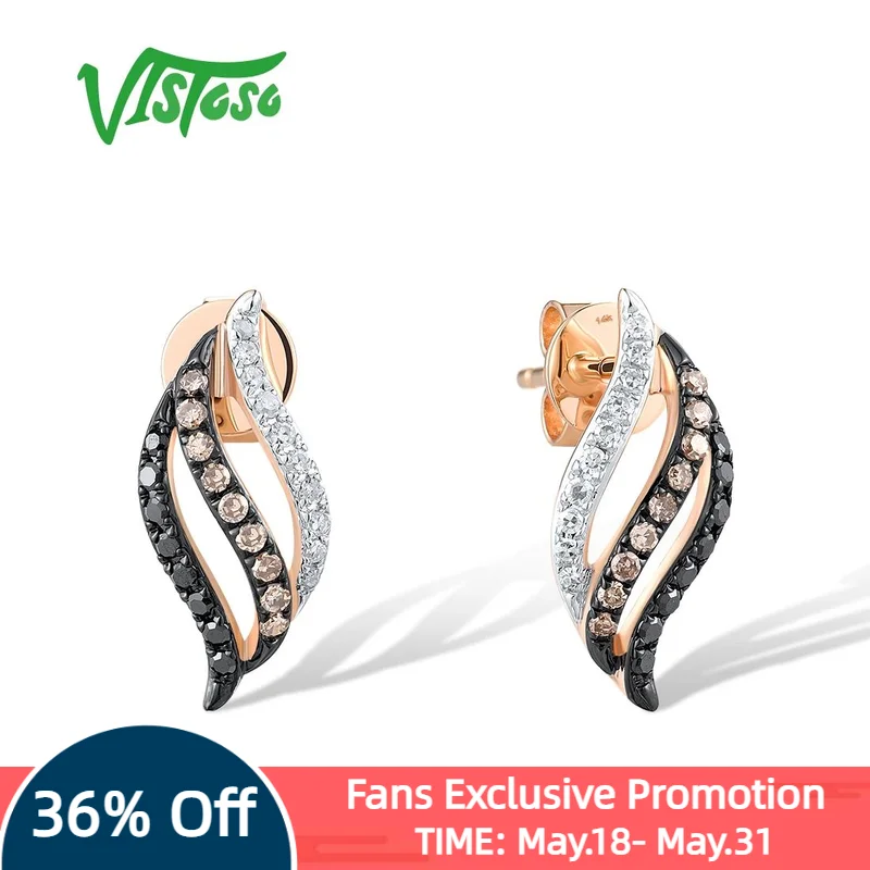 VISTOSO Authentic 14K 585 Rose Gold Earrings For Women Sparkling White Black Diamonds Anniversary Glamorous Gifts Fine Jewelry
VISTOSO Authentic 14K 585 Rose Gold Earrings For Women Sparkling White Black Diamonds Anniversary Glamorous Gifts Fine Jewelry