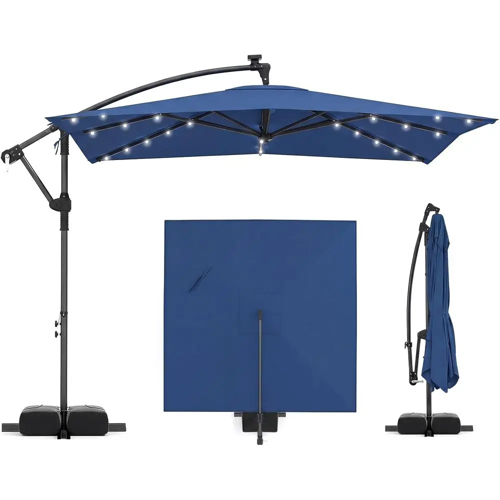 8x8 T r Patio Umbrella with Base Included, Square Oset Cantilever Outdoor Umbrella with 360 Degree Rotation, 32 LED Lights, Cran
8x8 T r Patio Umbrella with Base Included, Square Oset Cantilever Outdoor Umbrella with 360 Degree Rotation, 32 LED Lights, Cran