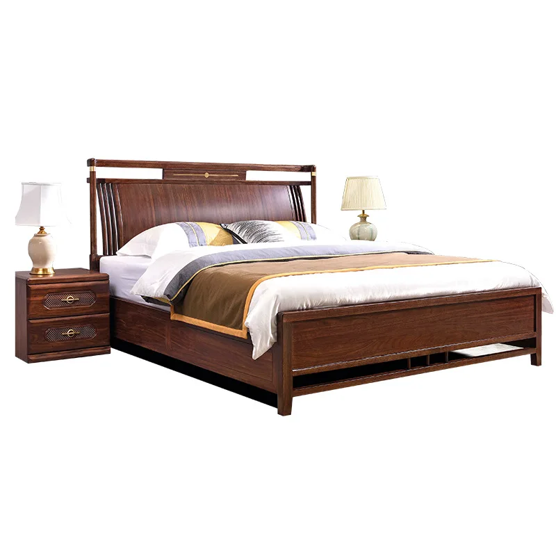 New Chinese Ebony Solid Wood Bed, Double Bed Modern Chinese Master Bedroom Furniture 
New Chinese Ebony Solid Wood Bed, Double Bed Modern Chinese Master Bedroom Furniture