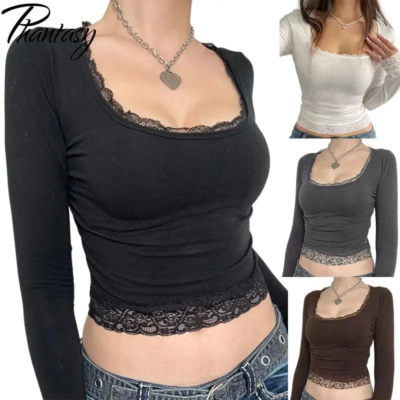 Homewear Relaxed Square Neck Long Sleeve Women's Top Sexy Lace-Panel Cropped Slim Solid Knit Pullover Layering Base Layer
Homewear Relaxed Square Neck Long Sleeve Women's Top Sexy Lace-Panel Cropped Slim Solid Knit Pullover Layering Base Layer