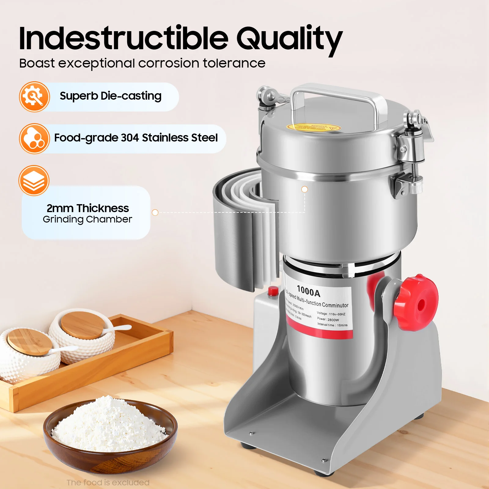 1000g Electric Grain Grinder 110V US Plug High Speed with Overload Protection for Wheat Corn Coffee Spices
1000g Electric Grain Grinder 110V US Plug High Speed with Overload Protection for Wheat Corn Coffee Spices