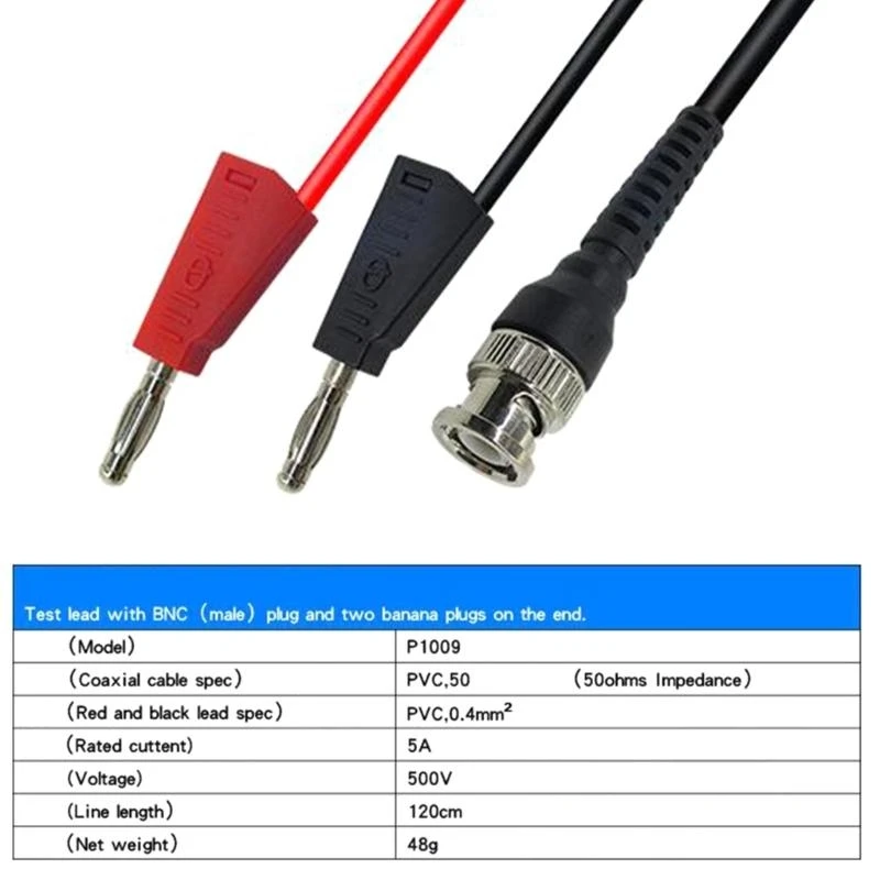 Y5GD Safety BNC Plug to Dual- 4mm Stackable Banana Plug Coaxial Cable Test 120cm
Y5GD Safety BNC Plug to Dual- 4mm Stackable Banana Plug Coaxial Cable Test 120cm