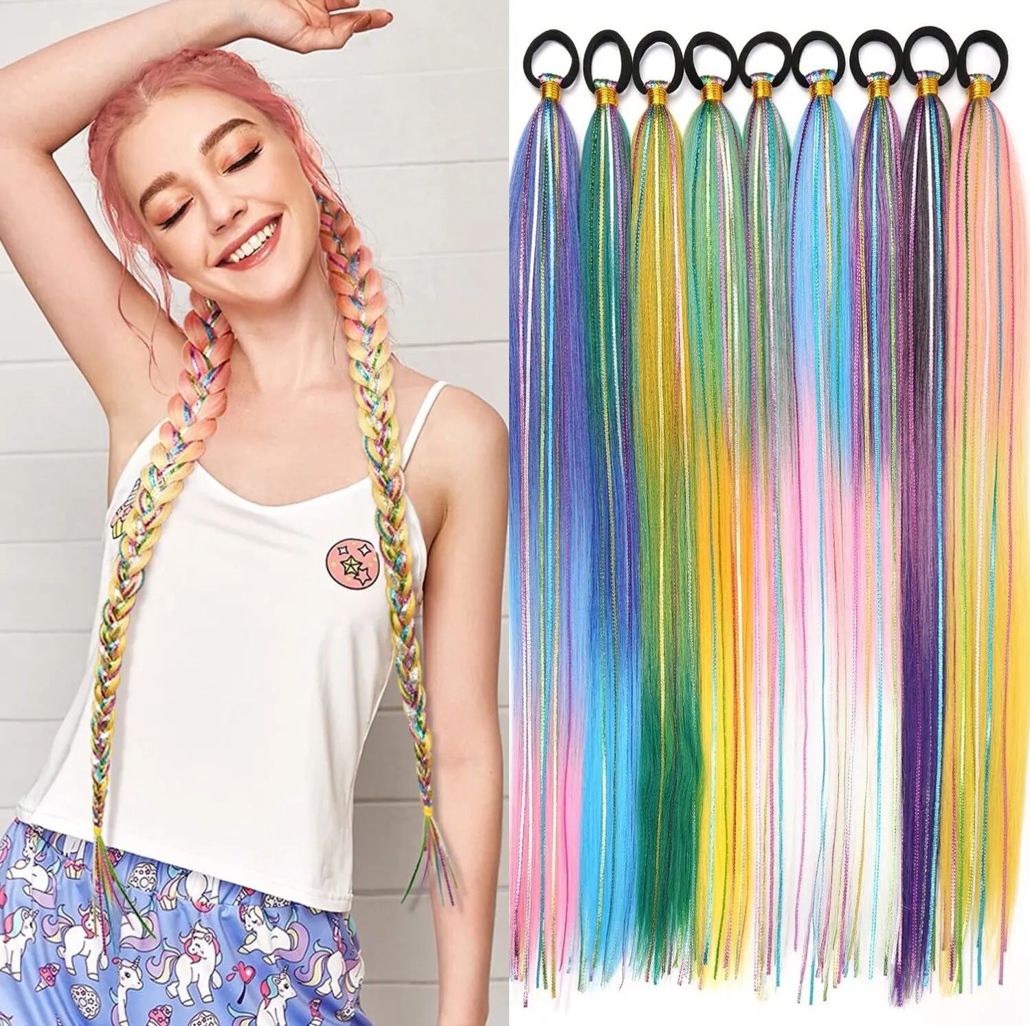Ombre Braiding Hair Extensions Synthetic Colorful Braid Ponytail Extension With Hair Tinsel 26 Inch Jumbo Ponytail For Women
Ombre Braiding Hair Extensions Synthetic Colorful Braid Ponytail Extension With Hair Tinsel 26 Inch Jumbo Ponytail For Women