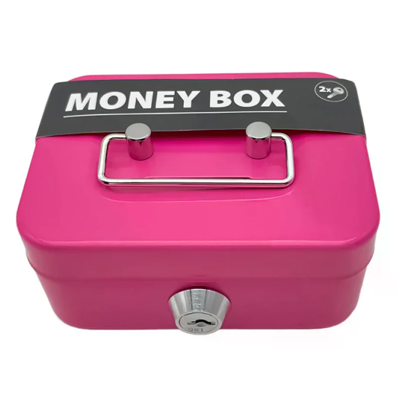 Money Safe Box Lockable Cash Box With Key,Portable Piggy Box Made Of Metal Small Security Lock Box Sturdy Coin Boxes For Kids