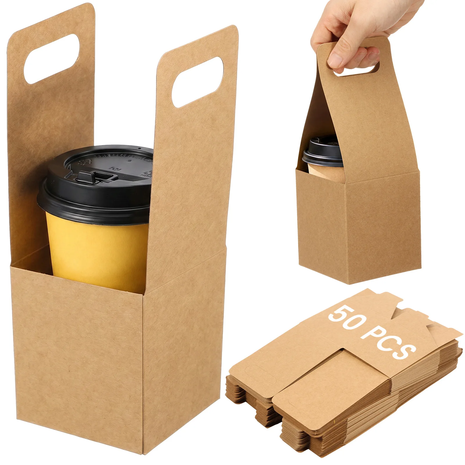 50Pcs Paper Drink Cup Carrier with Handle for Hot or Cold Coffee Tea Portable Beverage Carrier Cup Holder Drinks Takeout Cafe
50Pcs Paper Drink Cup Carrier with Handle for Hot or Cold Coffee Tea Portable Beverage Carrier Cup Holder Drinks Takeout Cafe