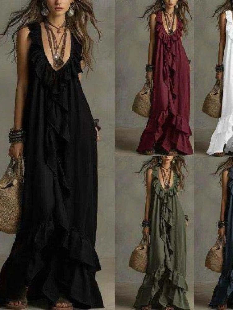 Elegant Hemline Maxi Dress Versatile Design Leaf Irregular Hemline Casual Style Standard Fit Three-acetate Fiber Long Dress
Elegant Hemline Maxi Dress Versatile Design Leaf Irregular Hemline Casual Style Standard Fit Three-acetate Fiber Long Dress