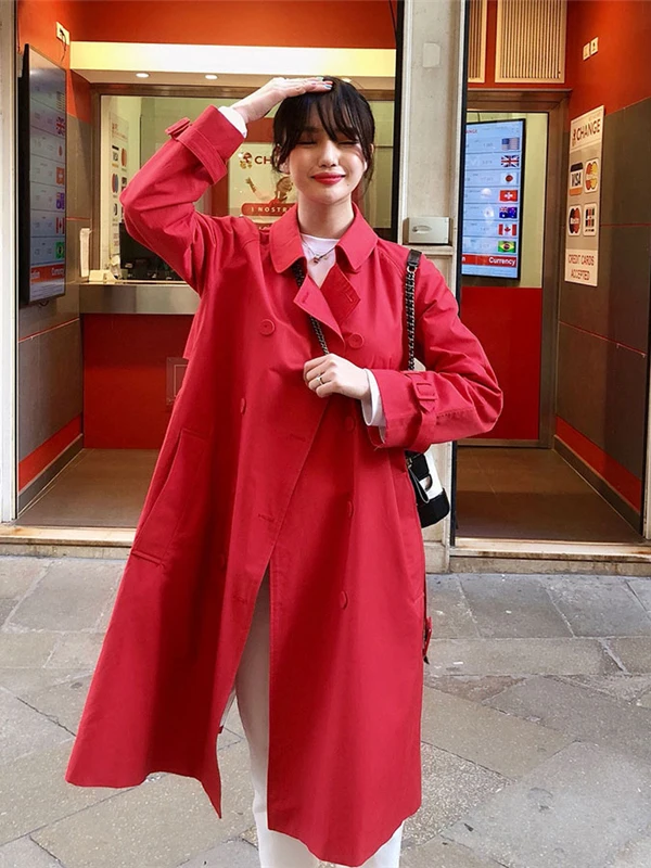 Fashionable Red Women's Coat Spring Autumn 2026 New Korean Style Windbreaker Jacket Straight Cut Long Sleeve Button Detail
Fashionable Red Women's Coat Spring Autumn 2026 New Korean Style Windbreaker Jacket Straight Cut Long Sleeve Button Detail