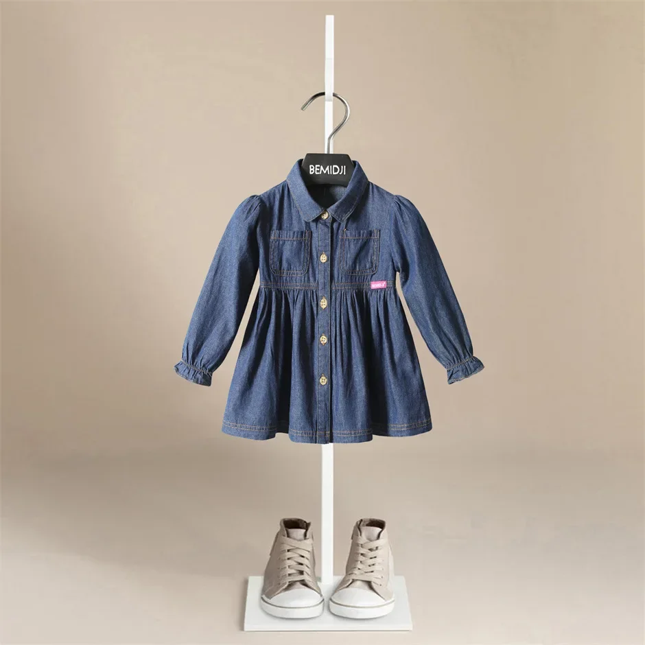 Girls Dress Toddler Kids Baby Girls Long Sleeve Small Pleated Light Buttoned Denim Dress Children Clothes 1-9Y Kids Clothes
Girls Dress Toddler Kids Baby Girls Long Sleeve Small Pleated Light Buttoned Denim Dress Children Clothes 1-9Y Kids Clothes