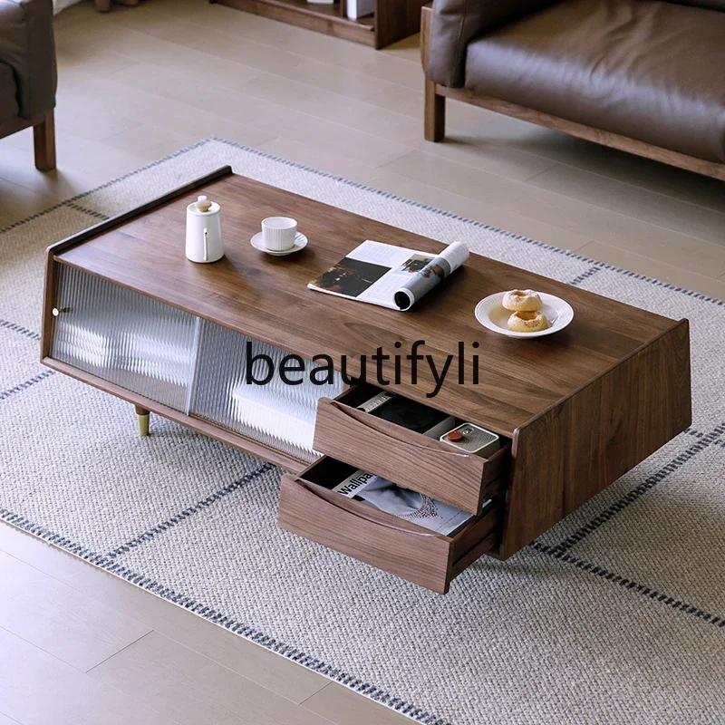 v Italian light luxury North American black walnut all-solid wood coffee table living room designer home tea table
v Italian light luxury North American black walnut all-solid wood coffee table living room designer home tea table