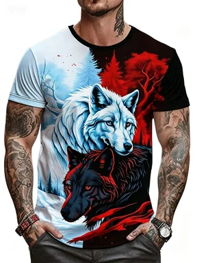 Fashionable Summer Men's Domineering Wolf Print Pattern Breathable Round Neck T-shirt Outdoor High Street Casual Top
Fashionable Summer Men's Domineering Wolf Print Pattern Breathable Round Neck T-shirt Outdoor High Street Casual Top