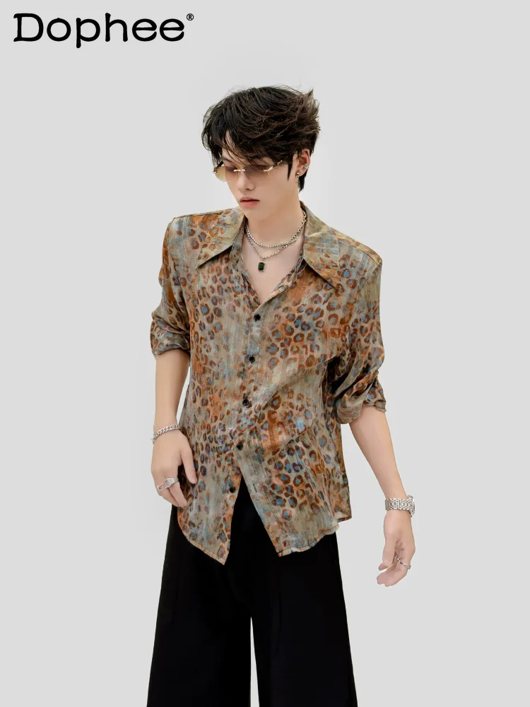 Trendy Leopard Print Long-sleeve Shirts Men Women 2026 Summer Loose Comfort Thin Chiffon Tops Personality Shoulder Padded Shirts
Trendy Leopard Print Long-sleeve Shirts Men Women 2026 Summer Loose Comfort Thin Chiffon Tops Personality Shoulder Padded Shirts