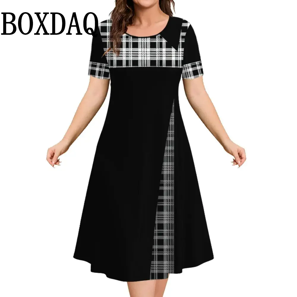 Womens Dresses Vintage Plaid Print Short Sleeve Dresses Casual Fashion Loose Clothing Summer Lady Plus Size Elegant Dresses 2025
Womens Dresses Vintage Plaid Print Short Sleeve Dresses Casual Fashion Loose Clothing Summer Lady Plus Size Elegant Dresses 2025