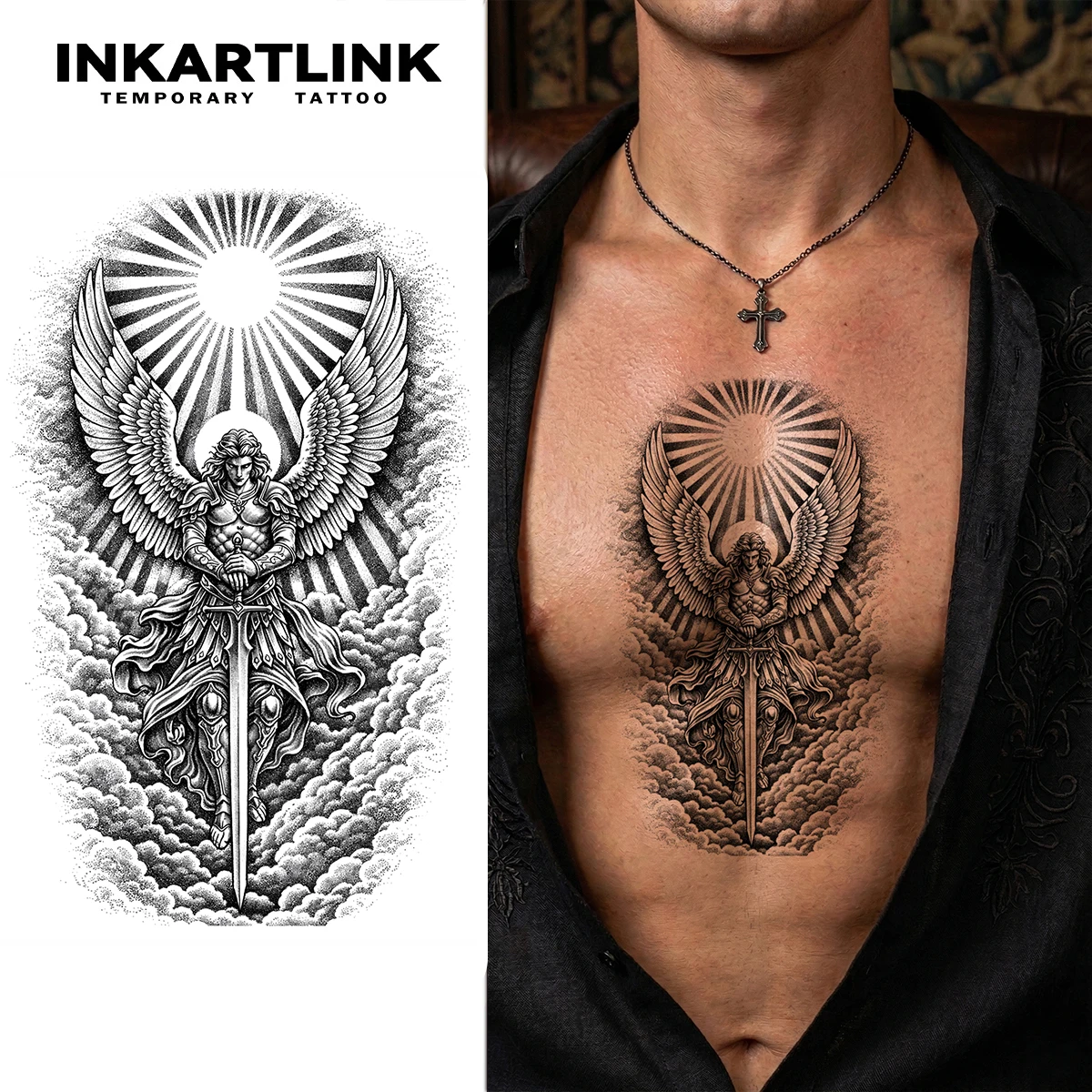 INKARTLINK Archangel Michael Juice Tattoo Patch Waterproof, Continuous Color Rendering for 1-2 Week, Essential for Trendy People
INKARTLINK Archangel Michael Juice Tattoo Patch Waterproof, Continuous Color Rendering for 1-2 Week, Essential for Trendy People