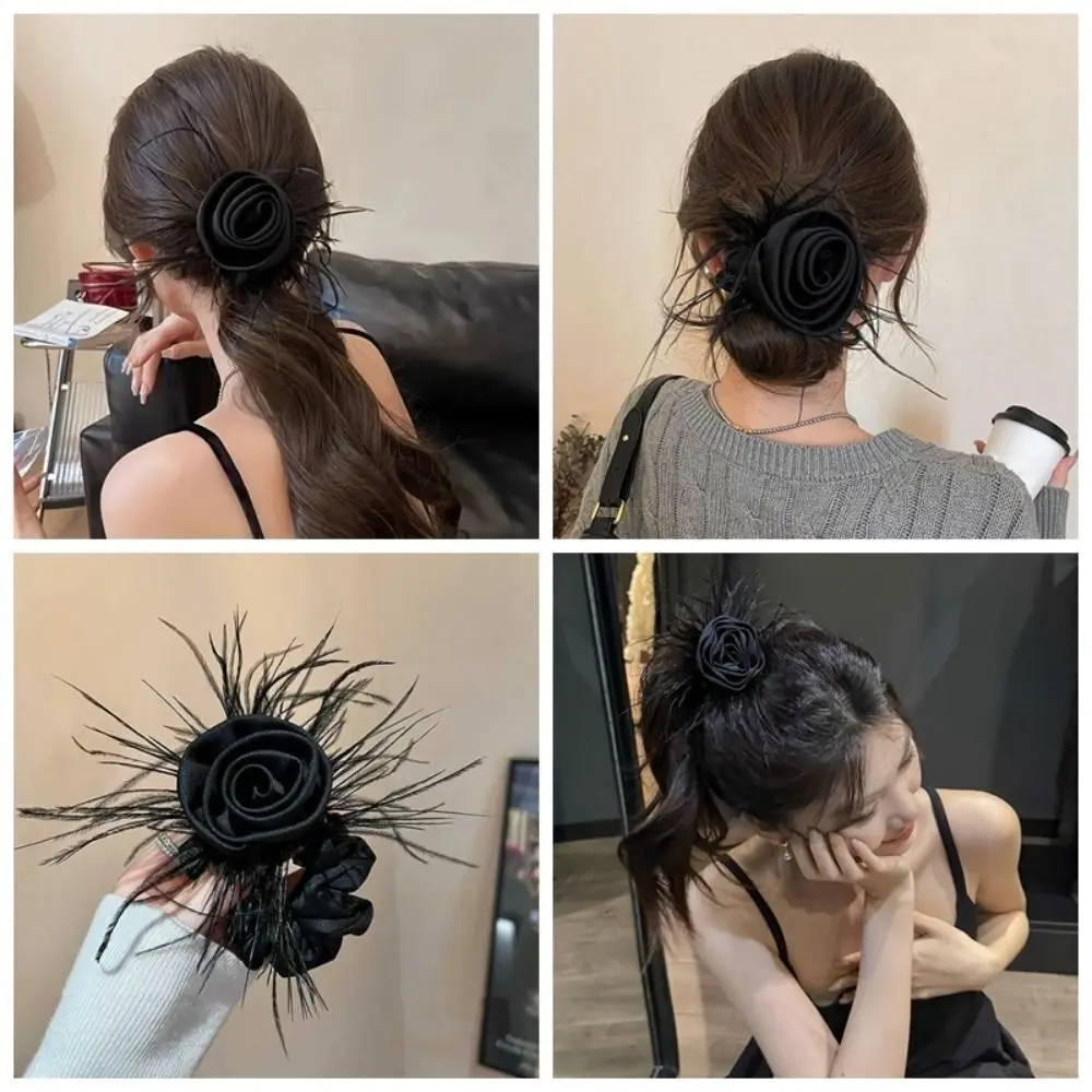 Elegant Cloth Rose Feather Hair Bands Black Korean Style Flower Headband Hair Rope Women
Elegant Cloth Rose Feather Hair Bands Black Korean Style Flower Headband Hair Rope Women